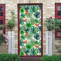 2pcs Self-adhesive Creative Door Stickers Fresh Leaves Living Room Diy Decorative Home Waterproof Wall Stickers miniinthebox - thumbnail