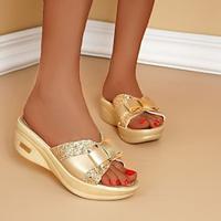 Women's Sandals Platform Wedge Sandals Peep Toe Outdoor Vacation Beach Silver Gold Lightinthebox