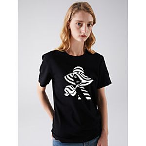 Women's T shirt Portrait Print Round Neck Basic Tops Black Khaki Green miniinthebox