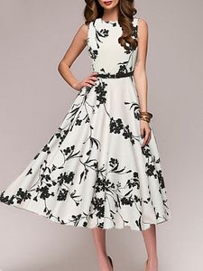 Round Neck Printed Skater Dress