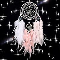 Pink Dream Catcher Handmade Gift Feather Hook Flower Wind Chime Ornament Wall Hanging Decor Art Boho Style 16x60cm6.3''x24'' Lightinthebox - thumbnail