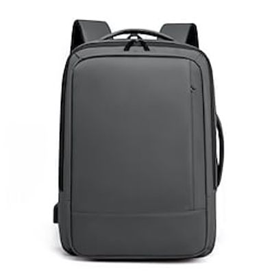 Men's School Bag Functional Backpack Oxford Cloth Nylon Solid Color Large Capacity Waterproof Zipper School Daily Black Gray Lightinthebox