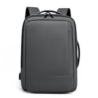 Men's School Bag Functional Backpack Oxford Cloth Nylon Solid Color Large Capacity Waterproof Zipper School Daily Black Gray Lightinthebox - thumbnail