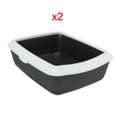 Trixie Classic Cat Litter Tray With Rim Dark Grey 37X15X47cm (Pack Of 2)