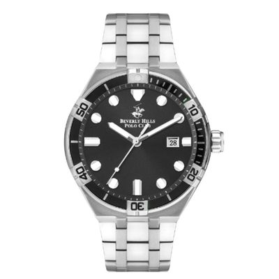 Beverly Hills Polo Club Men's Analog Display Watch & Metal Strap, Silver - BP3404X.350