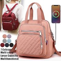 Women's Backpack School Bag Bookbag Mini Backpack Commuter Backpack School Outdoor Daily Solid Color Nylon Large Capacity Durable Zipper claret Light and elegant purple Black miniinthebox - thumbnail