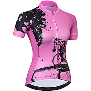21Grams Women's Short Sleeve Cycling Jersey - Pink Bike Jersey Top Quick Dry Moisture Wicking Breathable Sports Summer Elastane Terylene Polyester Taffeta Mountain Bike MTB Road Bike Cycling Clothing miniinthebox