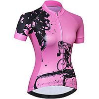 21Grams Women's Short Sleeve Cycling Jersey - Pink Bike Jersey Top Quick Dry Moisture Wicking Breathable Sports Summer Elastane Terylene Polyester Taffeta Mountain Bike MTB Road Bike Cycling Clothing miniinthebox - thumbnail