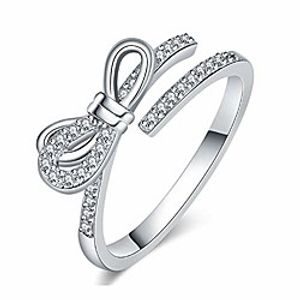 dainty bowknot cz 925 sterling silver adjustable rings for women girls teen cute butterfly wrap statement stacking toe finger open band ring jewelry birthday gift (silver) Lightinthebox