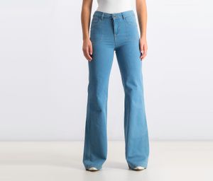 Womens High Waist Boot Cut Pants  Blue