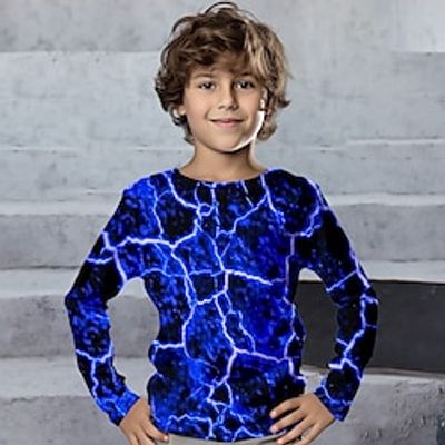 Boys 3D Graphic Tee Shirt Long Sleeve 3D Print Spring Fall Sports Fashion Streetwear Polyester Kids 3-12 Years Crew Neck Outdoor Casual Daily Regular Fit Lightinthebox