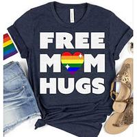 LGBT LGBTQ T-shirt Pride Shirts Rainbow Free Mom Hugs Lesbian Gay T-shirt For Unisex Adults' Hot Stamping Pride Parade Pride Month Lightinthebox