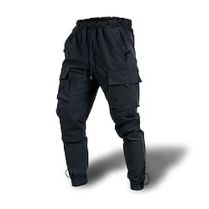 Men's Cargo Pants Cropped Pants Drawstring Cargo Pocket Plain Breathable Full Length Outdoor Casual Trousers Black Green Inelastic miniinthebox
