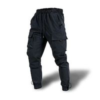 Men's Cargo Pants Cropped Pants Drawstring Cargo Pocket Plain Breathable Full Length Outdoor Casual Trousers Black Green Inelastic miniinthebox - thumbnail