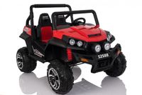 Megastar Rideon 12V 2 Seater Kids Buggy 4X4 With Rubber Tyres Jeep & Leather Seats - Red (UAE Delivery Only)
