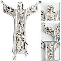 Risen Christ Wall Cross Statue-Jesus Cross Figurines, Religious Resin Jesus Figure Hanging Wall Ornament Hollow Design for Home Lightinthebox - thumbnail
