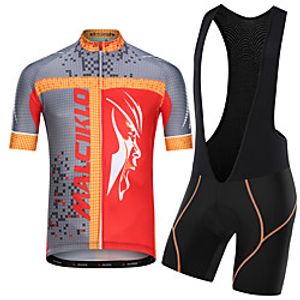 Malciklo Men's Short Sleeve Cycling Bib Shorts Summer Spandex Orange  Black British Bike Quick Dry Sports Geometic Clothing Apparel Lightinthebox