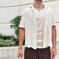 Men's Cardigan Casual V Neck Short Sleeve Fashion Muscle Solid / Plain Color Pocket All Seasons White Cardigan Lightinthebox