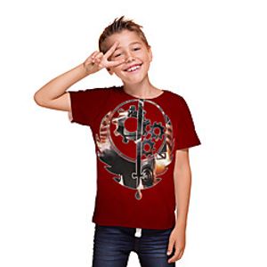 Kids Boys' T shirt Tee Short Sleeve 3D Print Graphic Unisex Print Wine Children Tops Summer Active Daily Wear Regular Fit 3-12 Years Lightinthebox