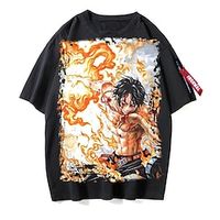 Inspired by One Piece Monkey D. Luffy Cosplay Costume T-shirt Polyester / Cotton Blend Pattern Harajuku Graphic Kawaii T-shirt For Men's / Women's / Couple's miniinthebox - thumbnail