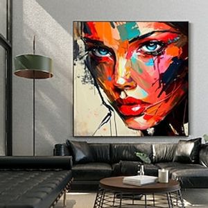 Knife Spray Canvas Painting Abstract Portrait Face Handpainted Oil Painting Figure Wall Art Pictures Home Living Decor  (No Frame) miniinthebox