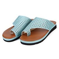 Women's Sandals Flat Heel Round Toe PU Color Block Black Blue Gold Lightinthebox - thumbnail