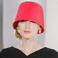 Hats Polyester Straw Bucket Hat Straw Hat Sun Hat Wedding Casual Elegant Wedding With Pure Color Headpiece Headwear Lightinthebox - thumbnail