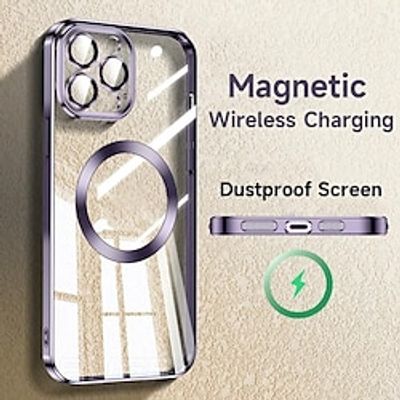 For Magsafe Magnetic Wireless Charging Case For IPhone 15 14 Plus 13 12 11 Pro Max Luxury Transparent Silicone Lens Protector Cover miniinthebox
