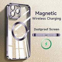 For Magsafe Magnetic Wireless Charging Case For IPhone 15 14 Plus 13 12 11 Pro Max Luxury Transparent Silicone Lens Protector Cover miniinthebox - thumbnail