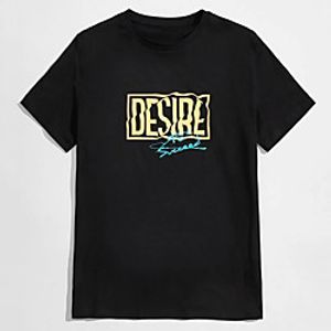 Men's Unisex Tee T shirt Hot Stamping Text Graphic Prints Plus Size Print Short Sleeve Casual Tops 100% Cotton Basic Designer Big and Tall Black Lightinthebox