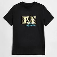 Men's Unisex Tee T shirt Hot Stamping Text Graphic Prints Plus Size Print Short Sleeve Casual Tops 100% Cotton Basic Designer Big and Tall Black Lightinthebox - thumbnail