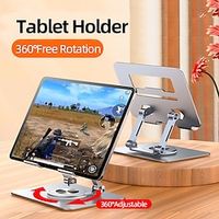 360 Rotation Tablet Stand for iPad Adjustable Foldable Tablet HolderAluminum Phone Stand Compatible with iPad Pro Air Mini Lightinthebox - thumbnail