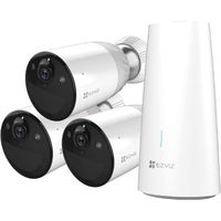 EZVIZ 3-Piece Wireless Home Security Camera With 365 Days Battery Life, Waterproof, Color Night Vision, PIR Motion Detection, Two-Way Talk, Cloud, SD Storage Option, Compatible With Solar Panel, White - BC1-B3