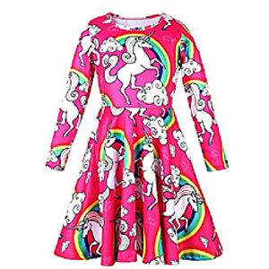 dresses for girls long sleeve unicorn birthday 7-8 size 10-12 size 12-16 5 6 10 12 teens Lightinthebox