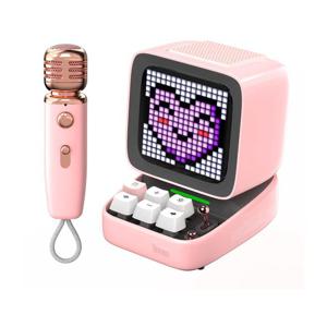 Divoom Ditoomic Bluetooth Speaker Microphone Karaoke Function - Pink