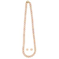 Jagdamba Pearls Pink Round Pearl Necklace