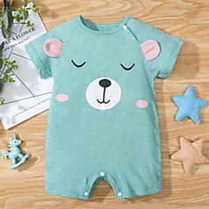 Baby Boys' Basic Animal Print Short Sleeves Romper Green Lightinthebox