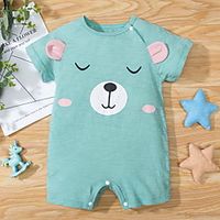 Baby Boys' Basic Animal Print Short Sleeves Romper Green Lightinthebox - thumbnail