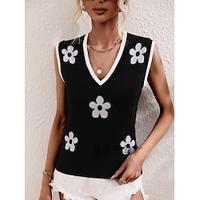 Women's Tank Top Floral Daily Going out Print Black Sleeveless Casual V Neck Summer Lightinthebox