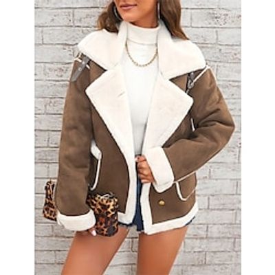 Women's Teddy Coat Fleece Sherpa Jacket Winter Coat Shearling Coat Thermal Warm Windproof Jacket Single Breasted Lapel Street Outerwear Long Sleeve Fall Maillard Lightinthebox