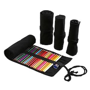 Handmade Canvas Pen Curtain 12/24/36/48/72 Hole Large Capacity Pen Roll Bag For Male And Female Students Color Lead Sketch Stationery Box miniinthebox