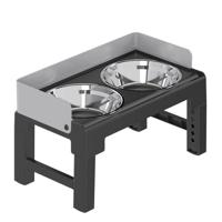 Pakeway Stainless Steel Elevated Double Dog Bowl 42.4X22.8X22 Cm - Grey