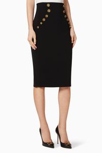 High Waist Crêpe Midi Skirt