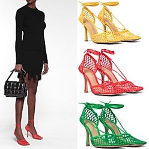 Women's Sandals Stiletto Heel Square Toe PU Synthetics Black Yellow Red Lightinthebox