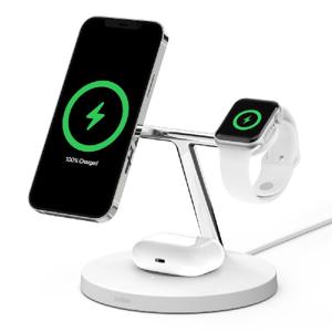 Belkin BOOSTCHARGE PRO MagSafe 3-in-1 Wireless Charger 15W | BL-WDOCK-3IN1-15W-MSAFE-WHT | White Color