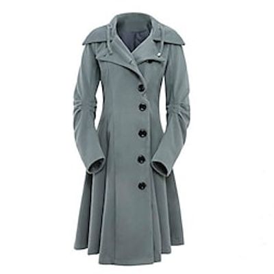 Women's Trench Coat Coat Sport Valentine's Day Fall Winter Long Coat Shirt Collar Slim Basic St. Patrick's Day Jacket Long Sleeve Solid Colored Green Black Wine / Plus Size miniinthebox Women's Trench Coat Coat Sport Valentine's Day Fall Winter Long Coat Shirt Collar Slim Basic St. Patrick's Day Jacket Long Sleeve Solid Colored Green Black Wine / Plus Size miniinthebox