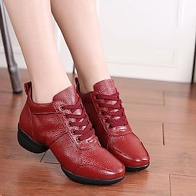 Women's Latin Shoes Practice Trainning Dance Shoes Line Dance Performance Indoor ChaCha Comfort Shoes Split Sole Thick Heel Black White Red miniinthebox