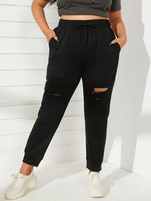 YOINS Plus Size Side Pockets Cut Out Pants