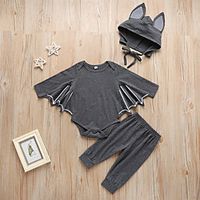 3 Pieces Baby Boys' Casual / Daily Cool Solid Color Long Sleeve Regular Clothing Set Gray Light gray Black miniinthebox - thumbnail