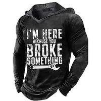 Men's Hoodie Pullover Hoodie Sweatshirt Black Hooded Graphic Letter Sports  Outdoor Sports Streetwear Hot Stamping Basic Casual Big and Tall Winter Fall Clothing Apparel Hoodies Sweatshirts  miniinthebox - thumbnail